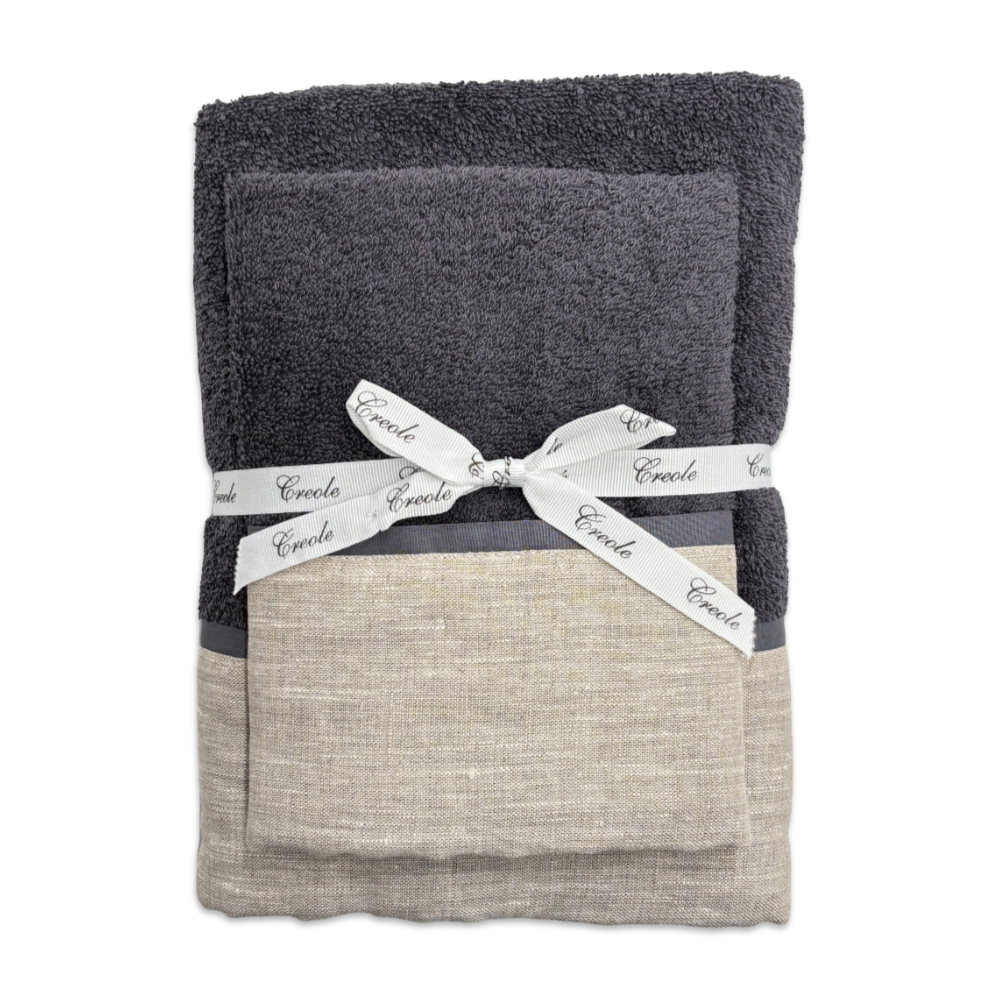Coppia asciugamani CREOLE profilo Lino Piombo
