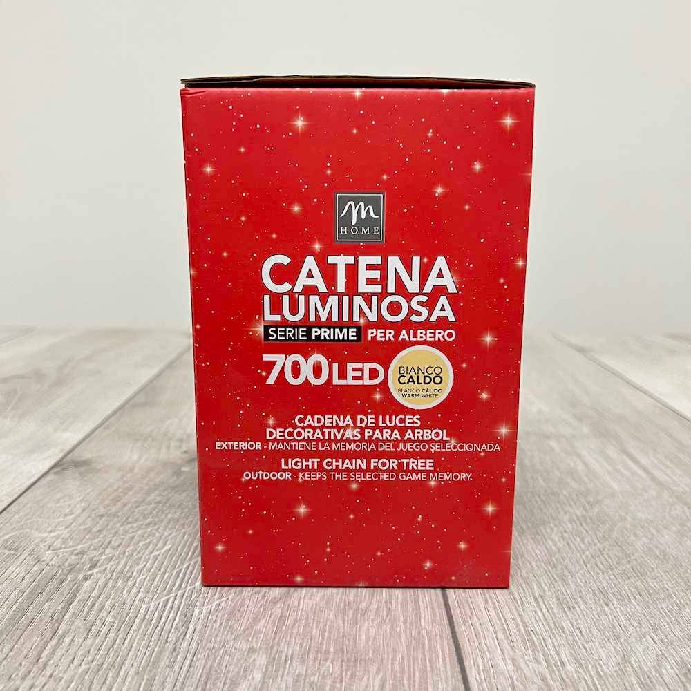 Catena Luminosa interno/esterno bianco caldo 700 led filo verde