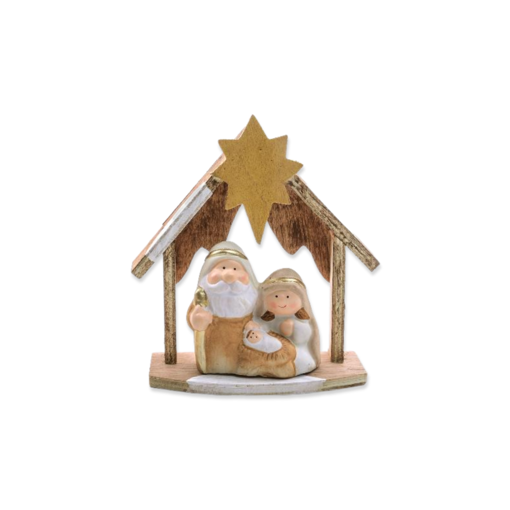Presepe in Ceramica e Legno Casetta