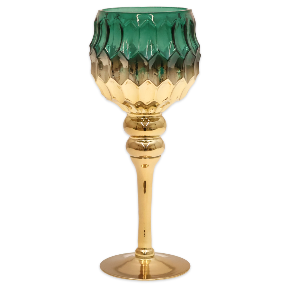 Coppa/Vaso in Vetro Verde sfaccettato