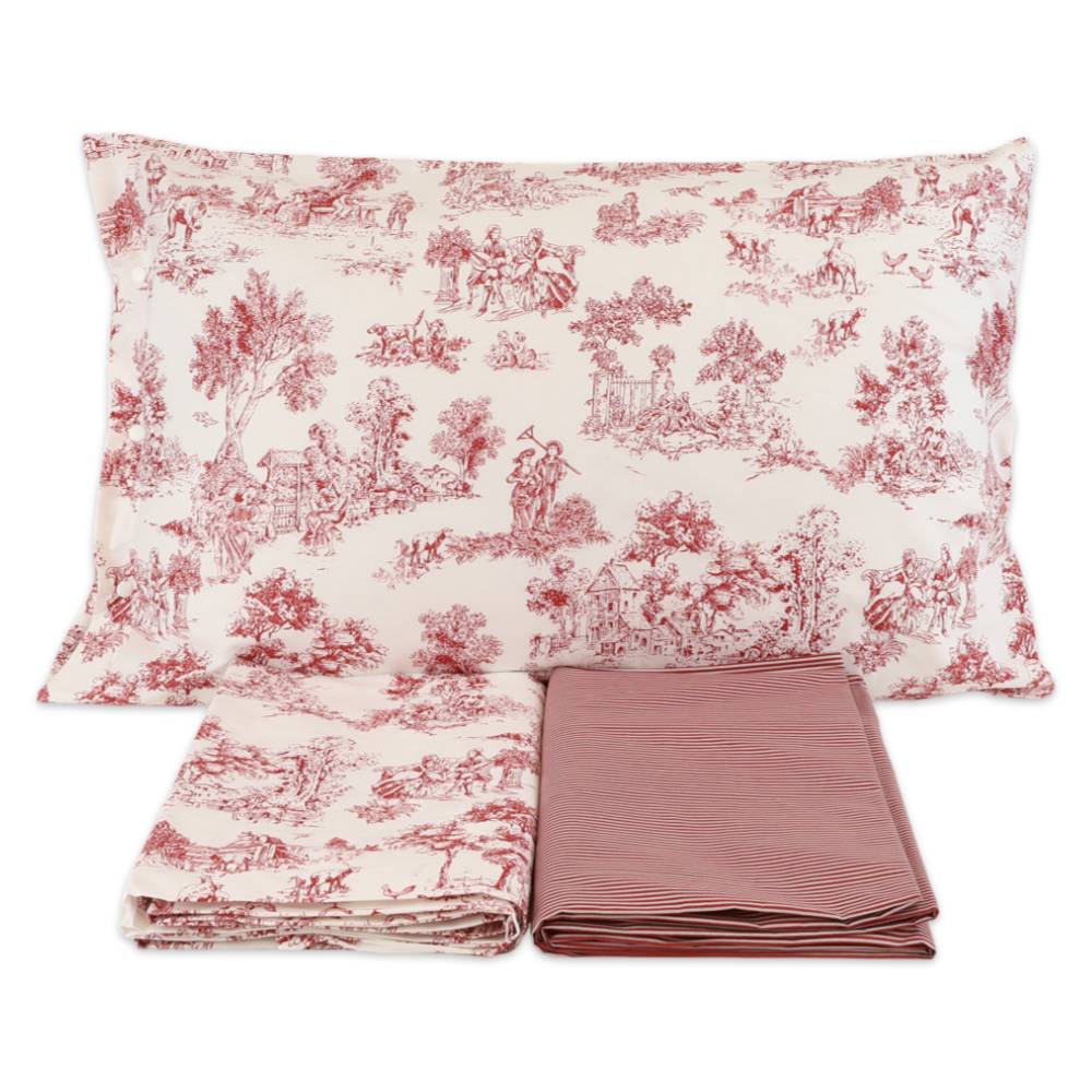 Completo Lenzuola Toile de jouy Bordeaux matrimoniale