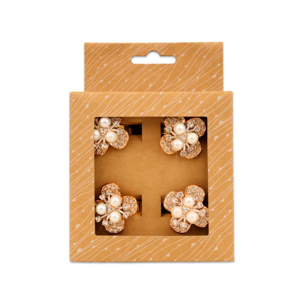 Set 4 portatovaglioli in metallo con Perline dis. 2