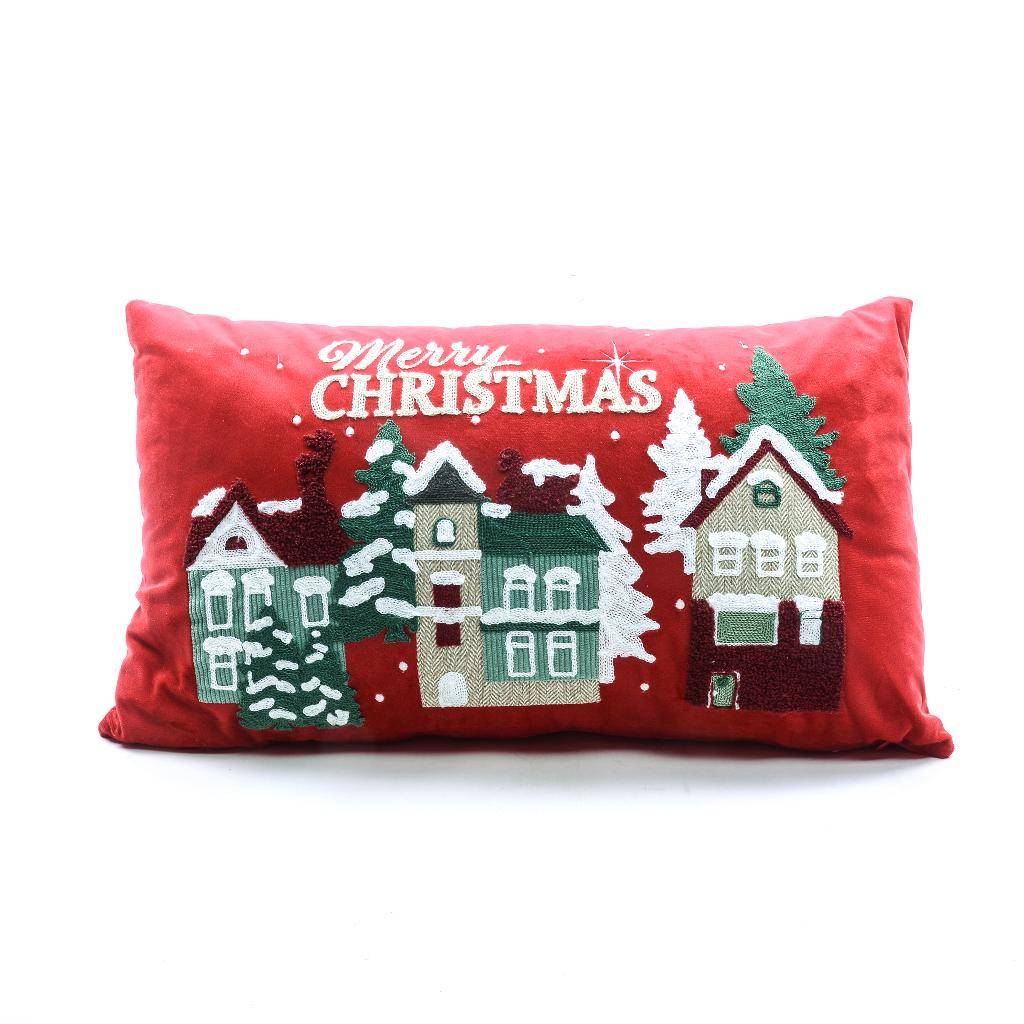 Cuscino in Velluto Rosso Casette 35 x 60 cm