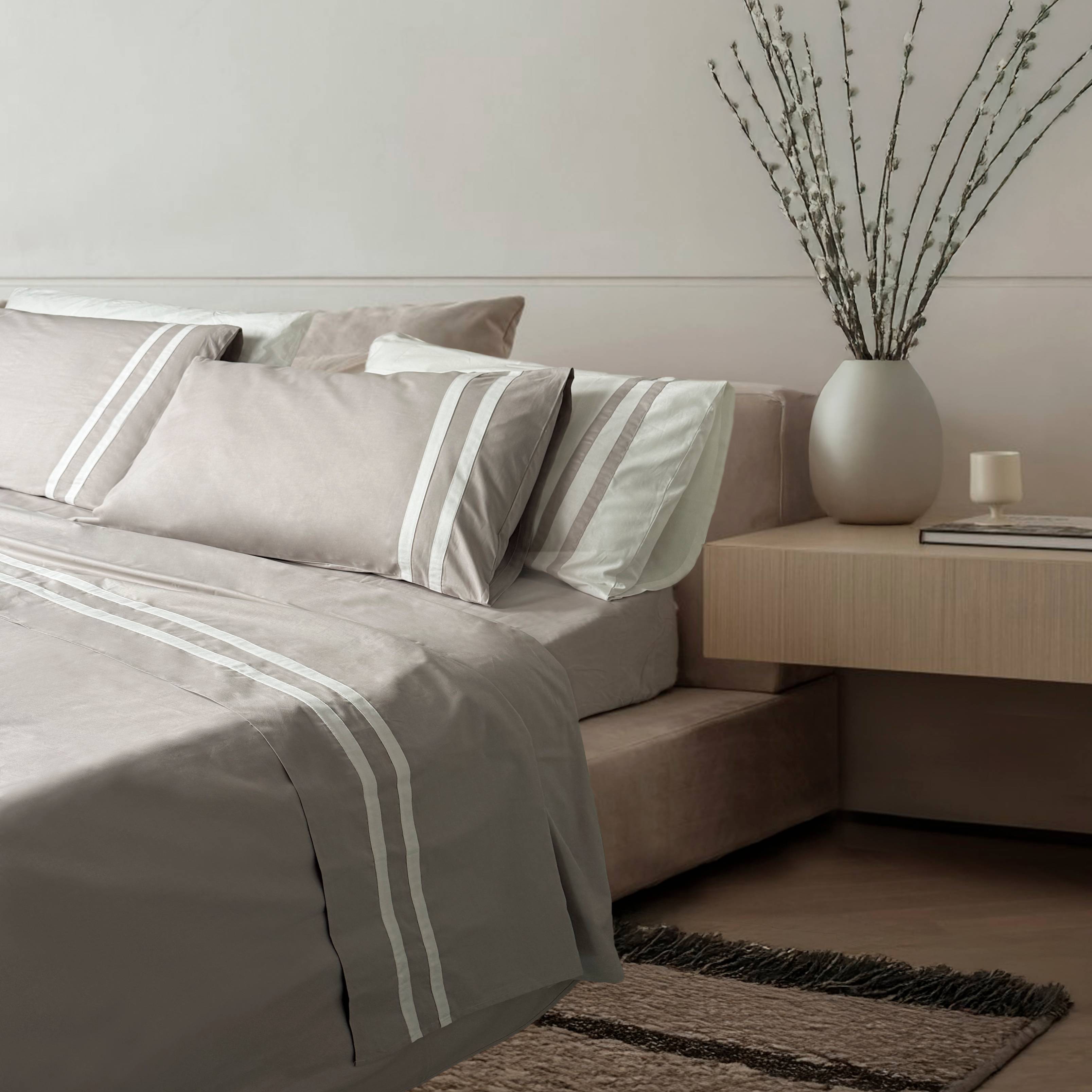 Completo Lenzuola Creole Bretagne Sabbia Matrimoniale Personalizzato