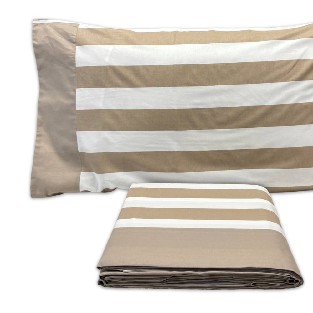 Completo Lenzuola CREOLE Marea Beige Matrimoniale Personalizzato