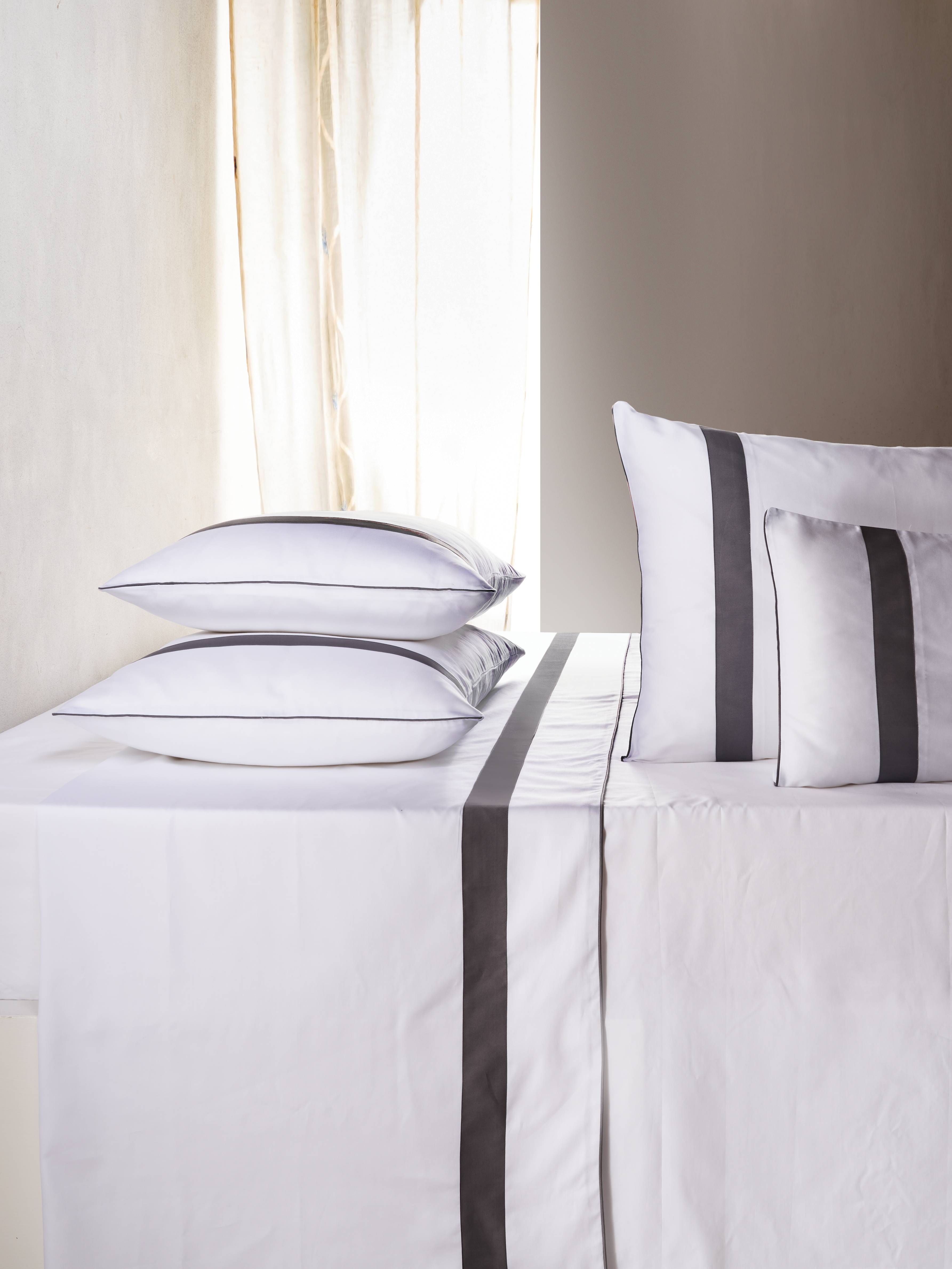 Completo Lenzuola CREOLE Washington Panna/Piombo Matrimoniale Personalizzato