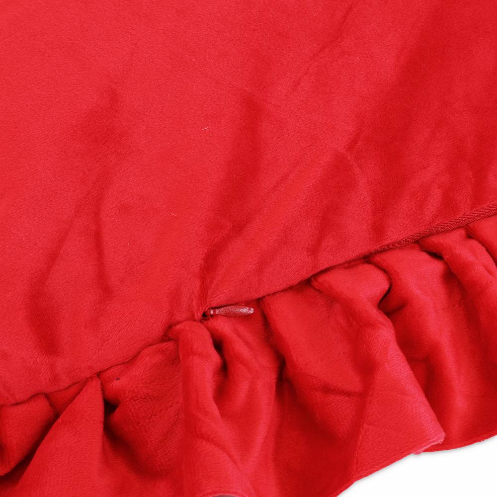 Cuscino Imbottito Volant Lina Velluto Rosso 30 x 50