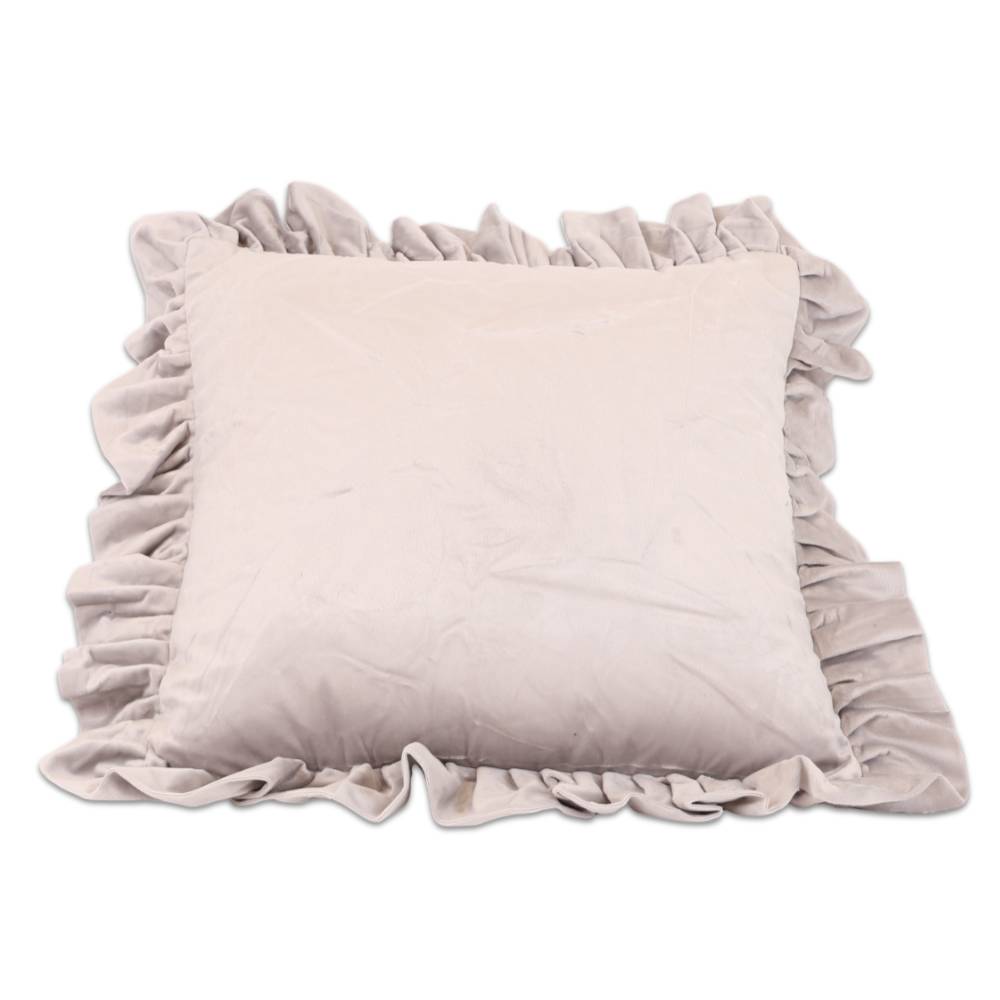 Federa cuscino Volant Lina Velluto Grigio 45 x 45