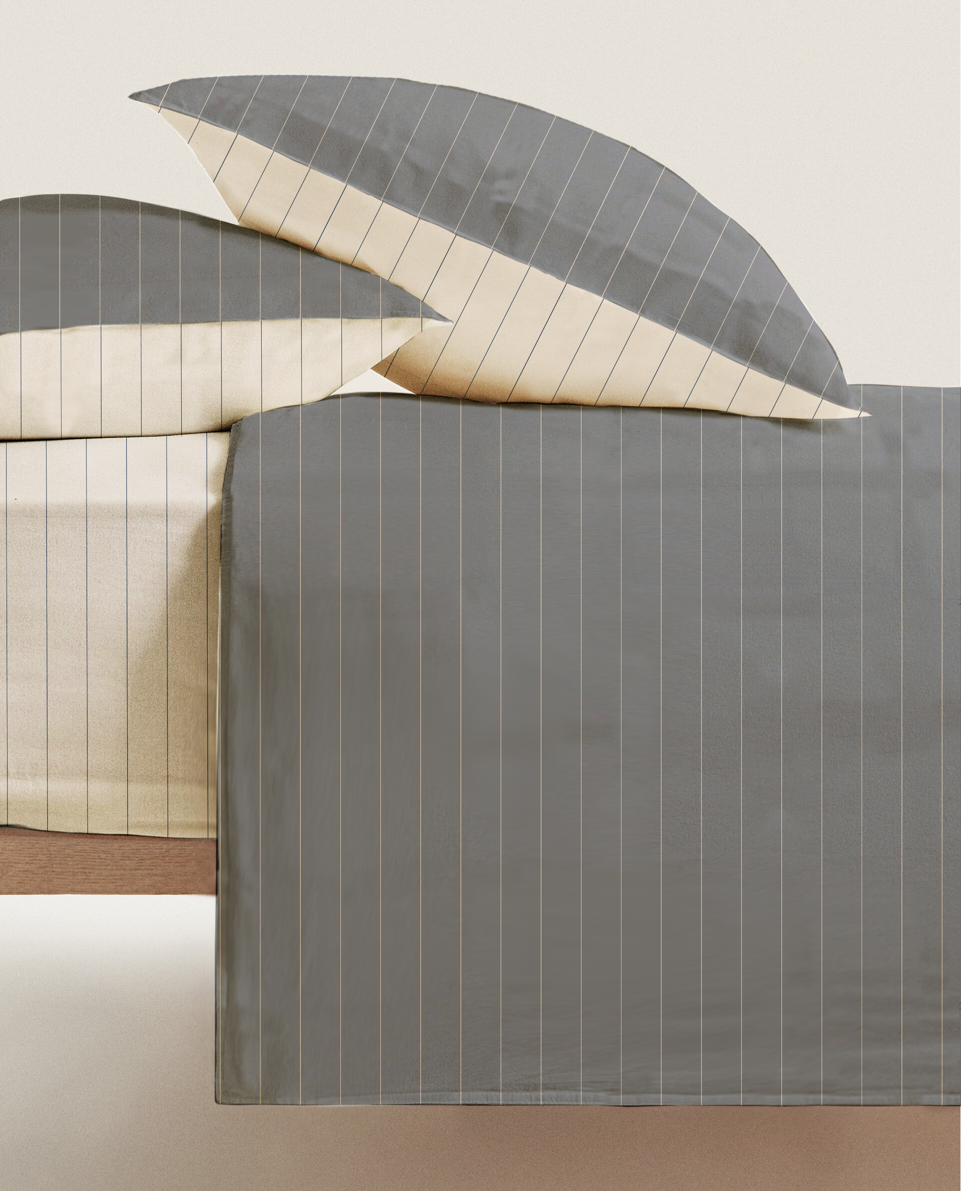 Completo Lenzuola Listra Grigio Singolo