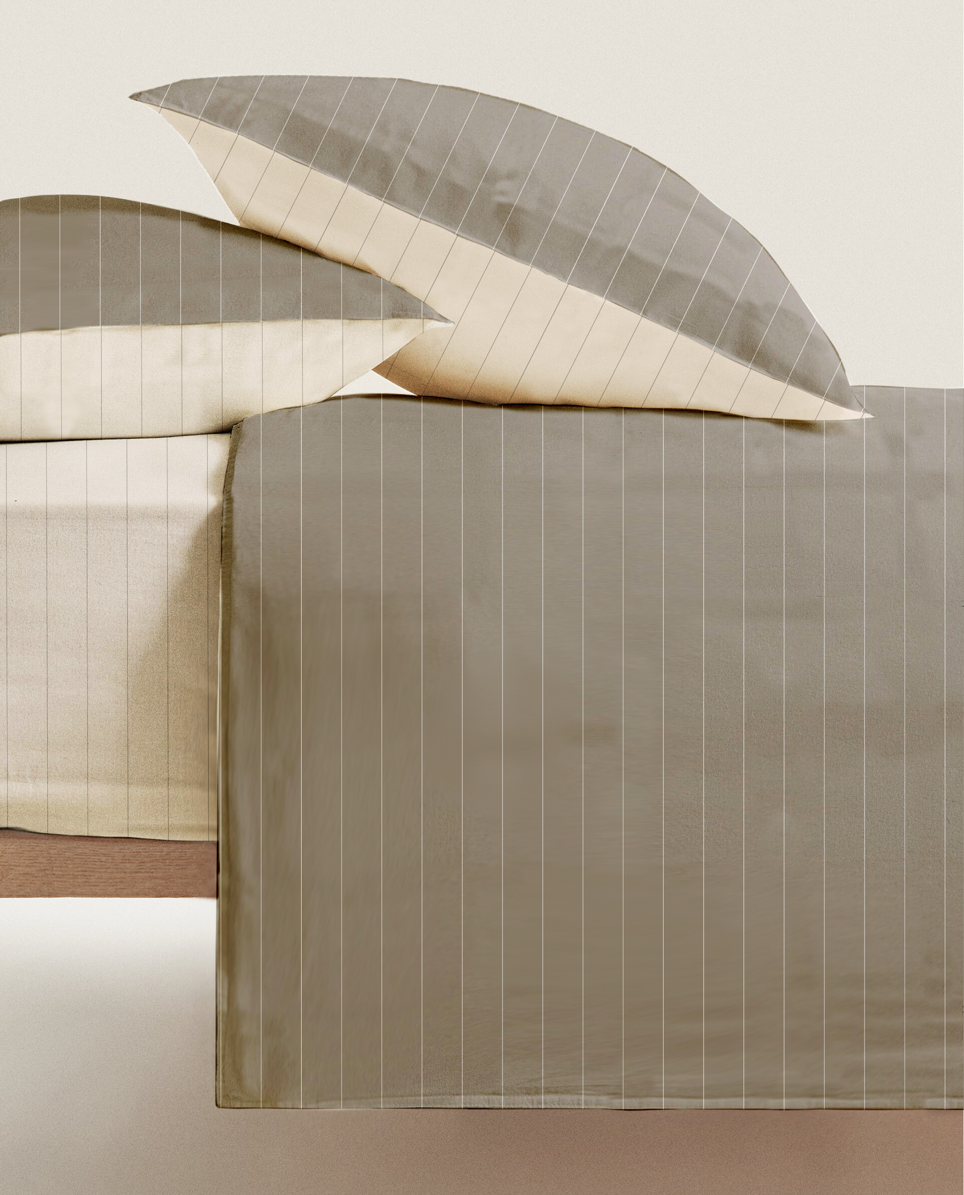 Completo Lenzuola Listra Tortora Piazza e mezzo