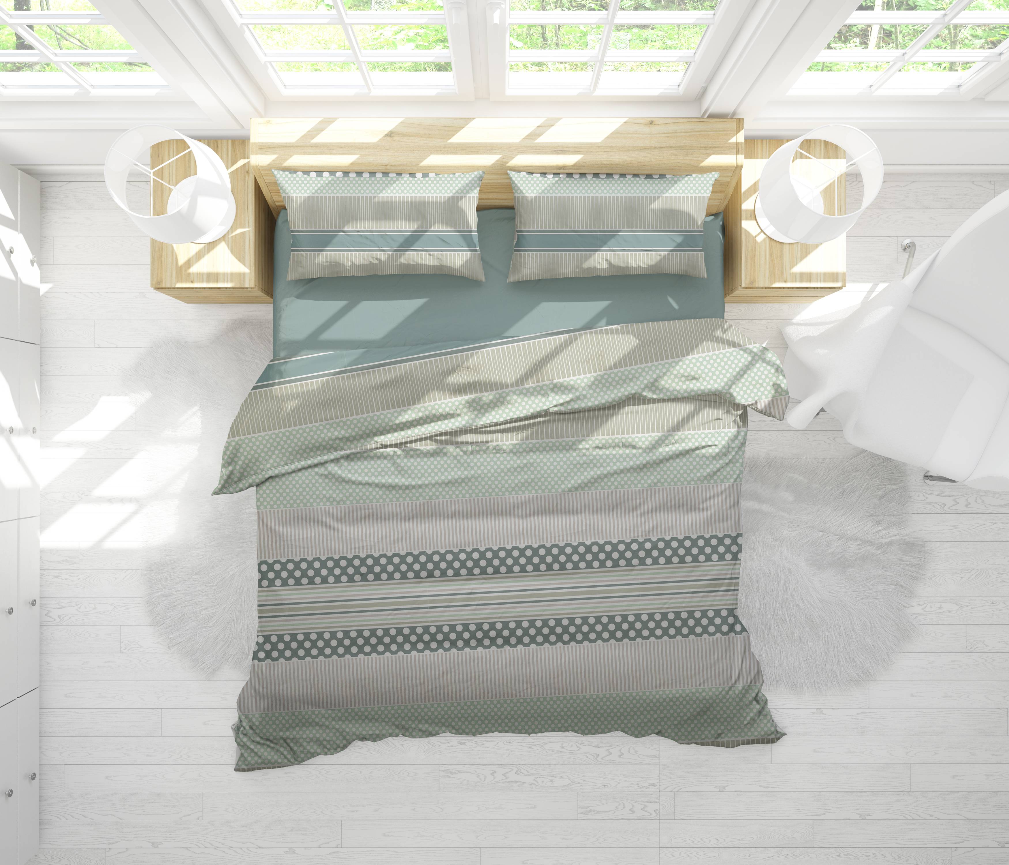 Parure copripiumino Percallino Dali' Azzurro piazza e mezzo