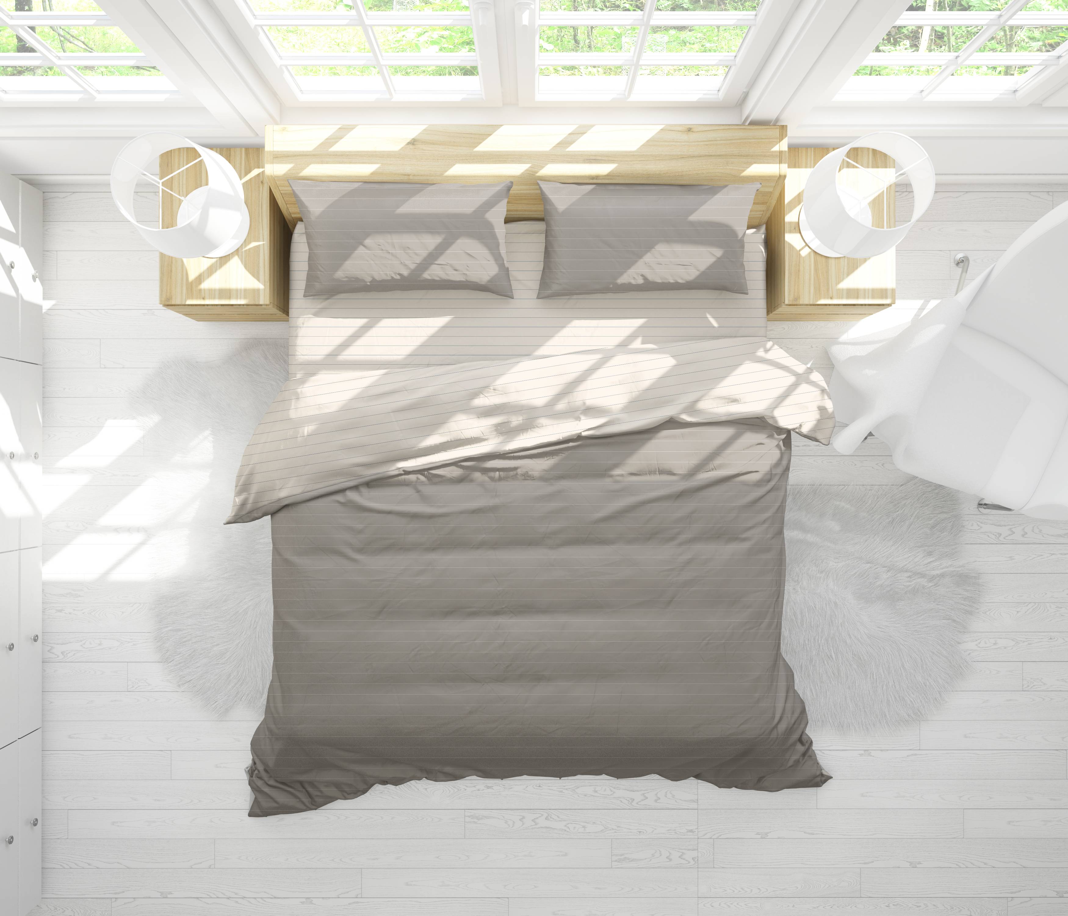 Parure copripiumino Percallino Listra Tortora piazza e mezzo