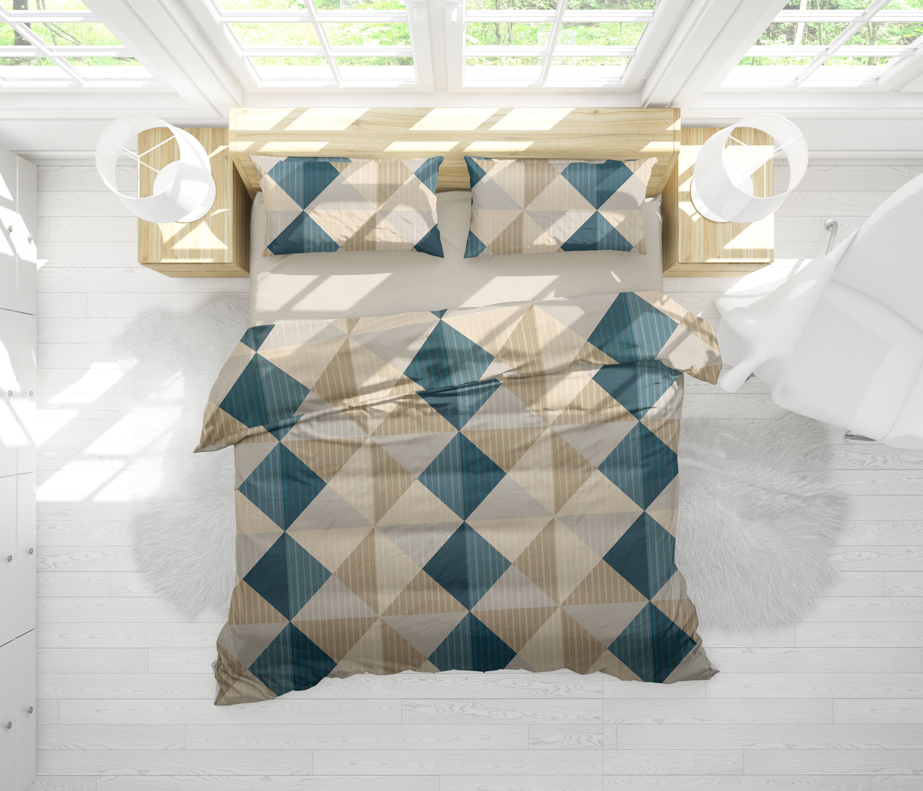 Parure copripiumino Percallino Aspen Blu singolo