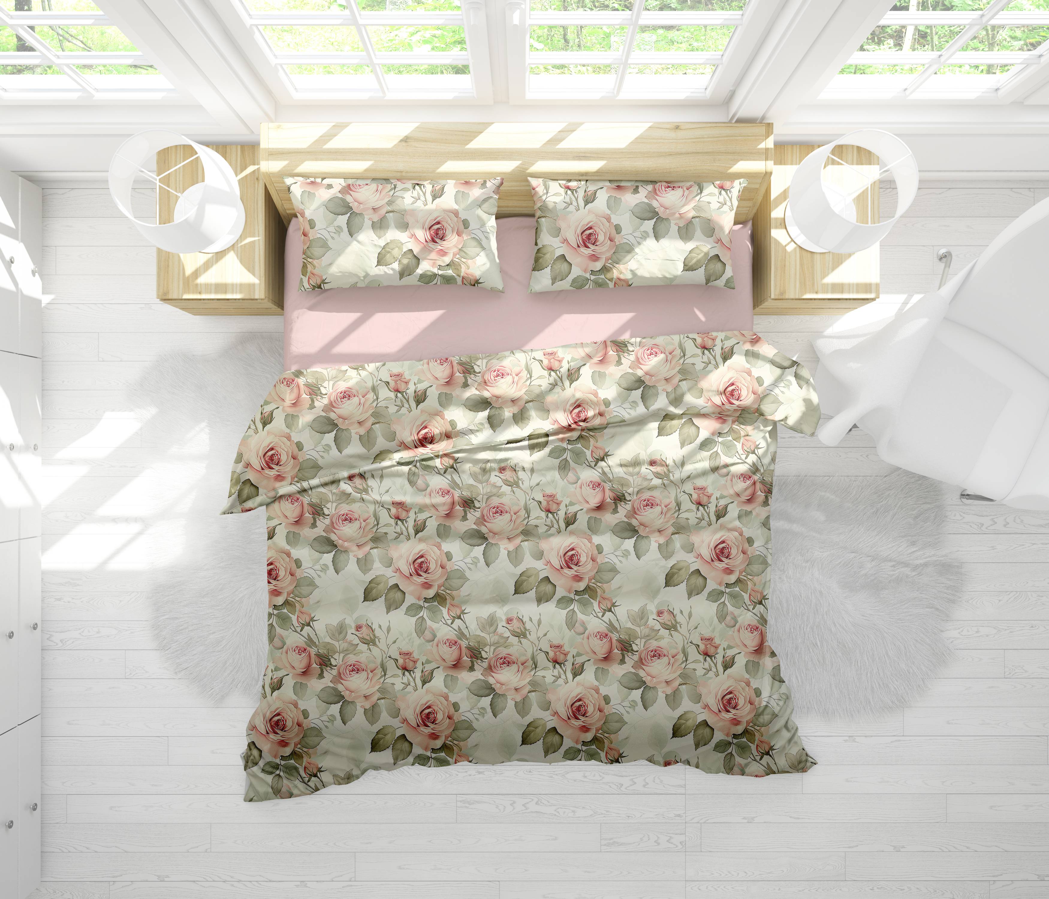 Parure copripiumino Percallino Bloom matrimoniale