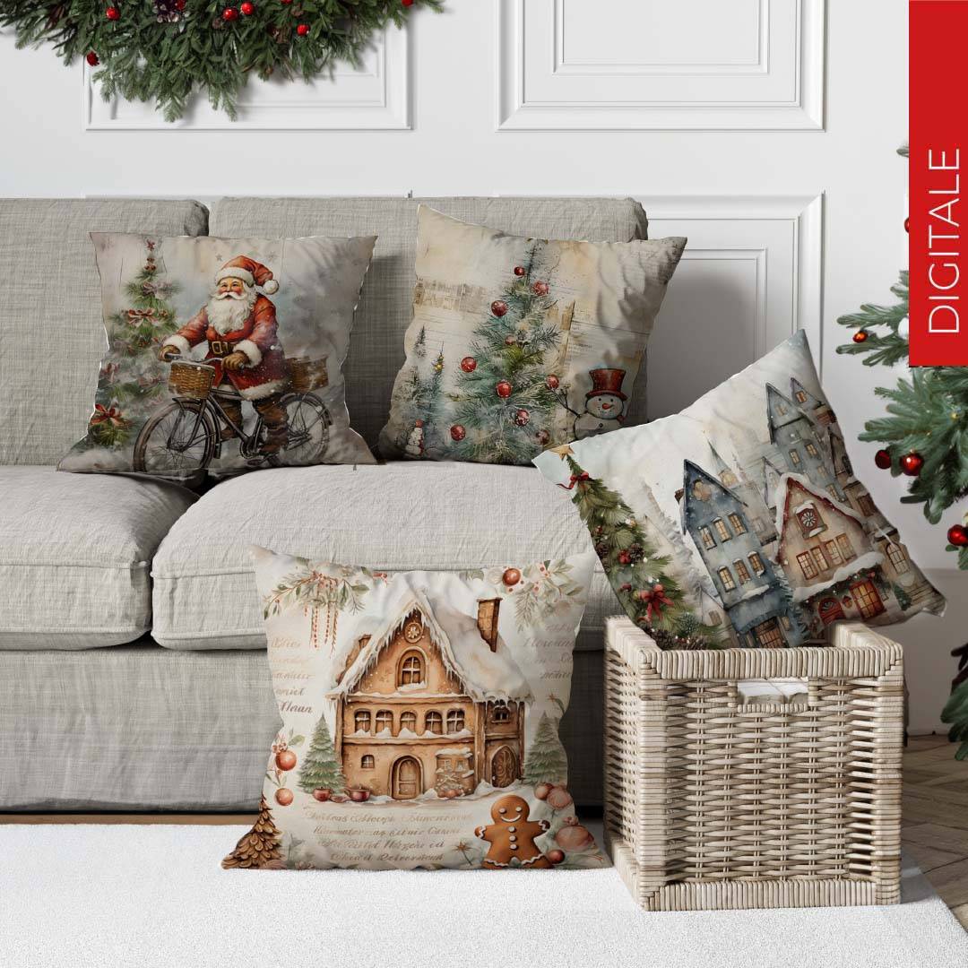 Federa cuscino Stampa digitale Homie Villaggio Innevato 45 x 45