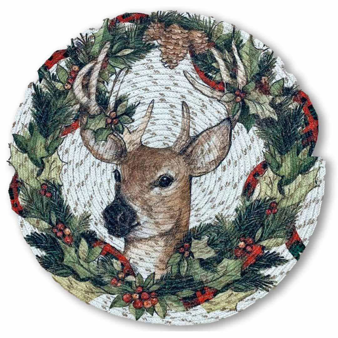 Sottopiatto Intrecciato in corda Prisma Cervo Ghirlanda 36 cm