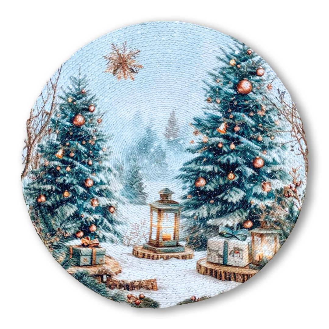 Sottopiatto Intrecciato in corda Prisma Paesaggio innevato 36 cm