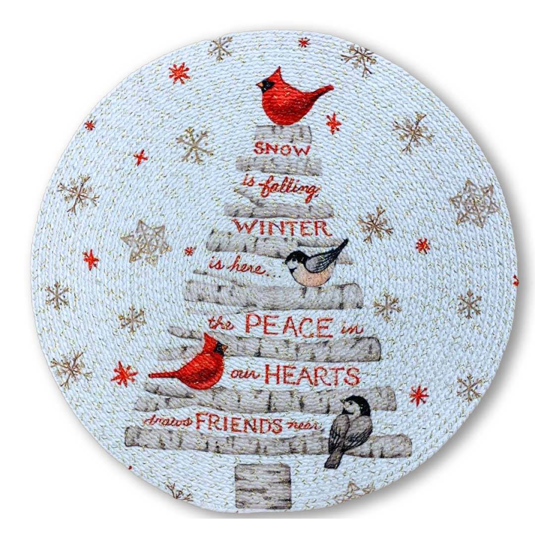 Sottopiatto Intrecciato in corda Prisma Albero stilizzato uccellini  36 cm