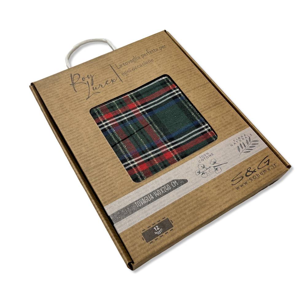 Tovaglia in scatola regalo Roy lurex Verde 140 x 320