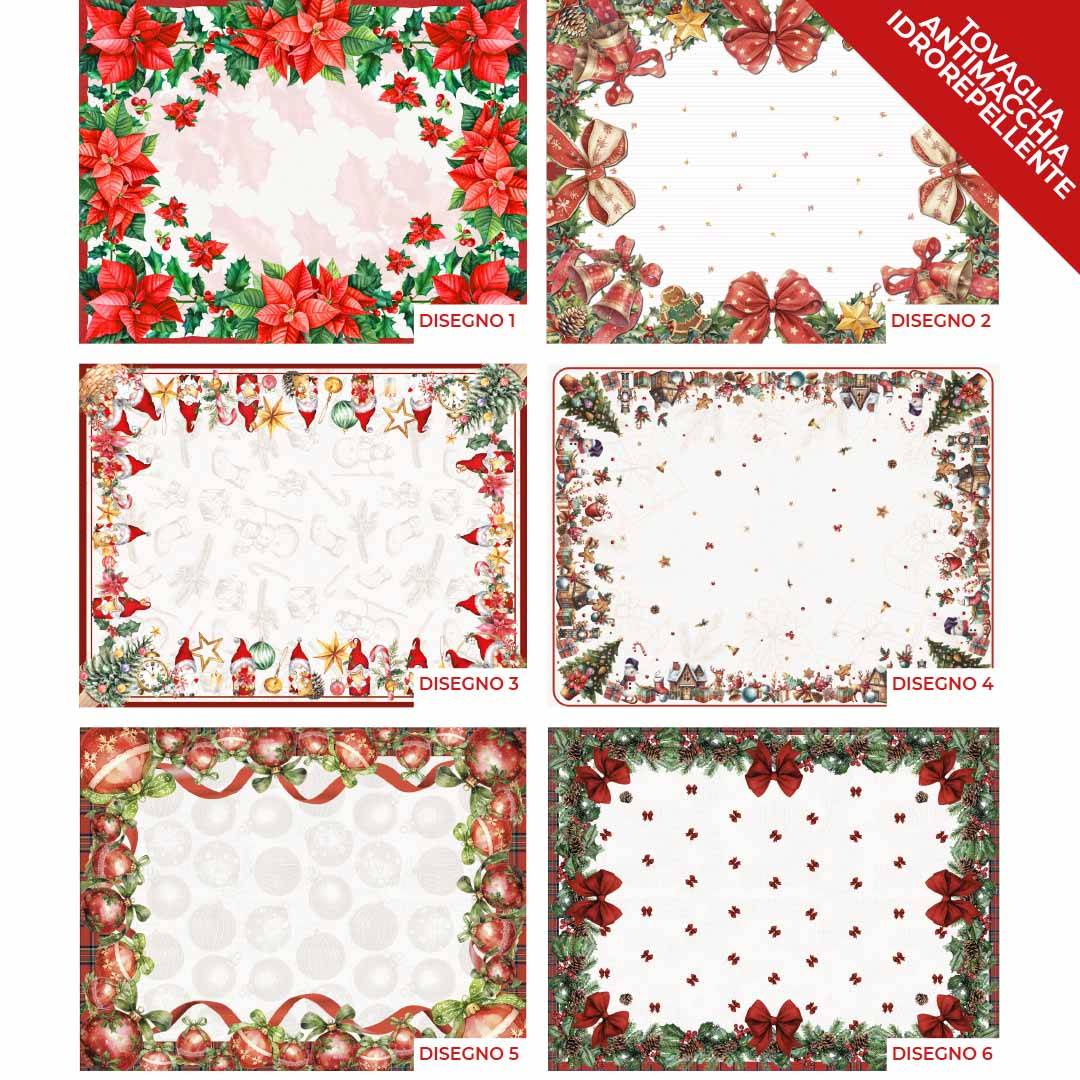 Tovaglia Antimacchia rotonda Kiki XMAS Fiocchi e Campane 180
