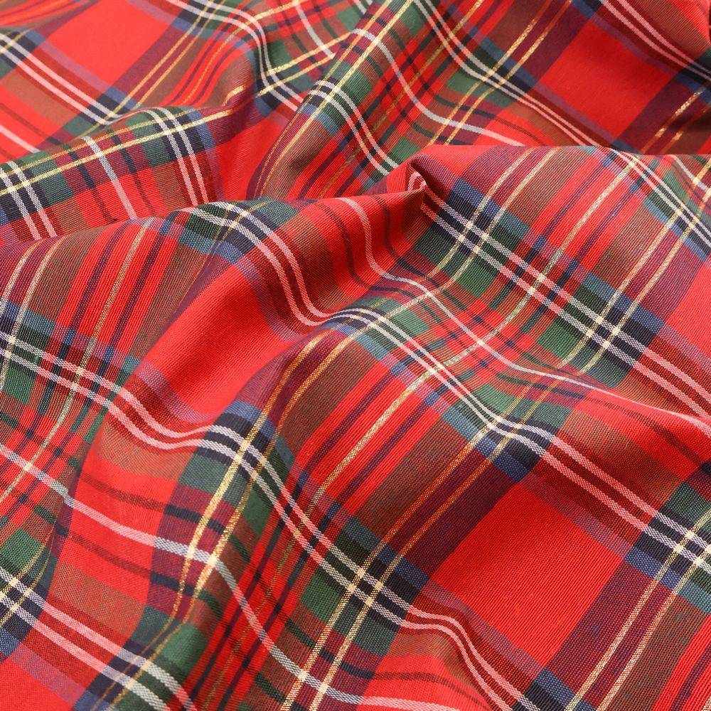 Tessuto a metro Tinto in filo Tartan Rosso dettaglio Lurex H 280