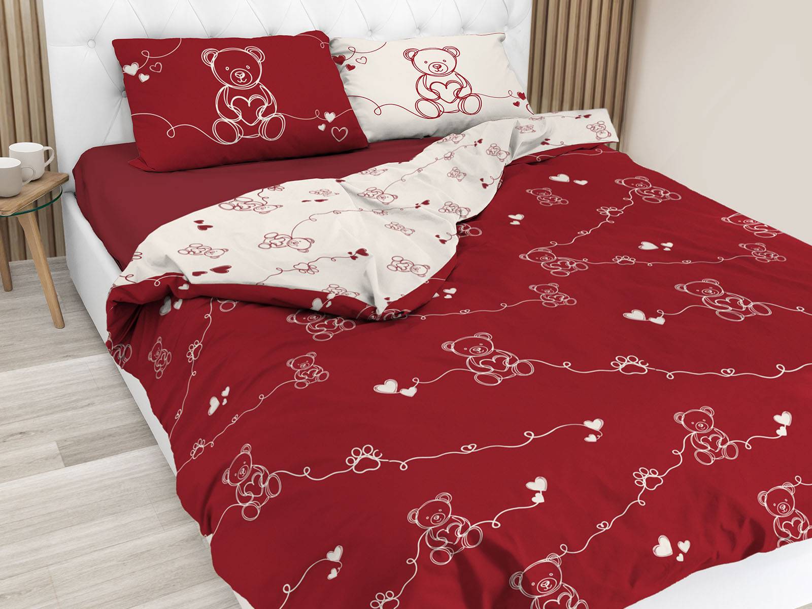 Parure copripiumino Daunex Infinity Dreaming Bear Bordeaux Matrimoniale
