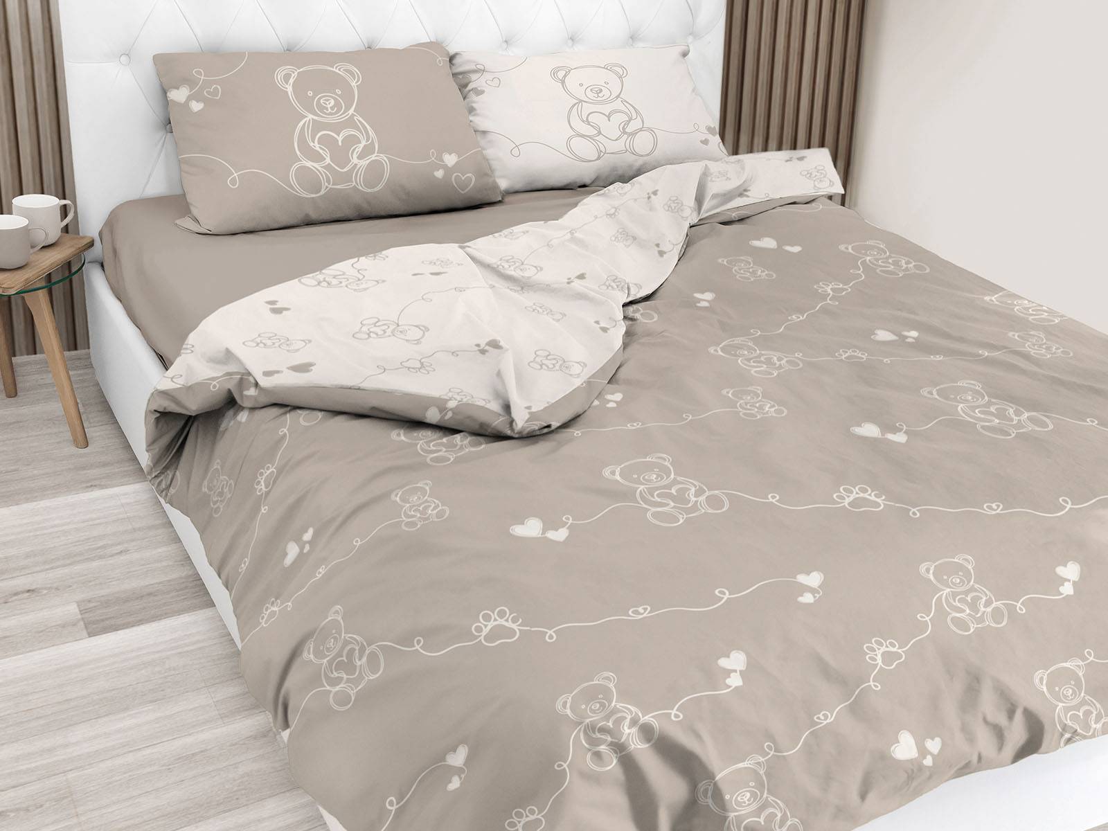 Parure copripiumino Daunex Infinity Dreaming Bear Tortora Matrimoniale