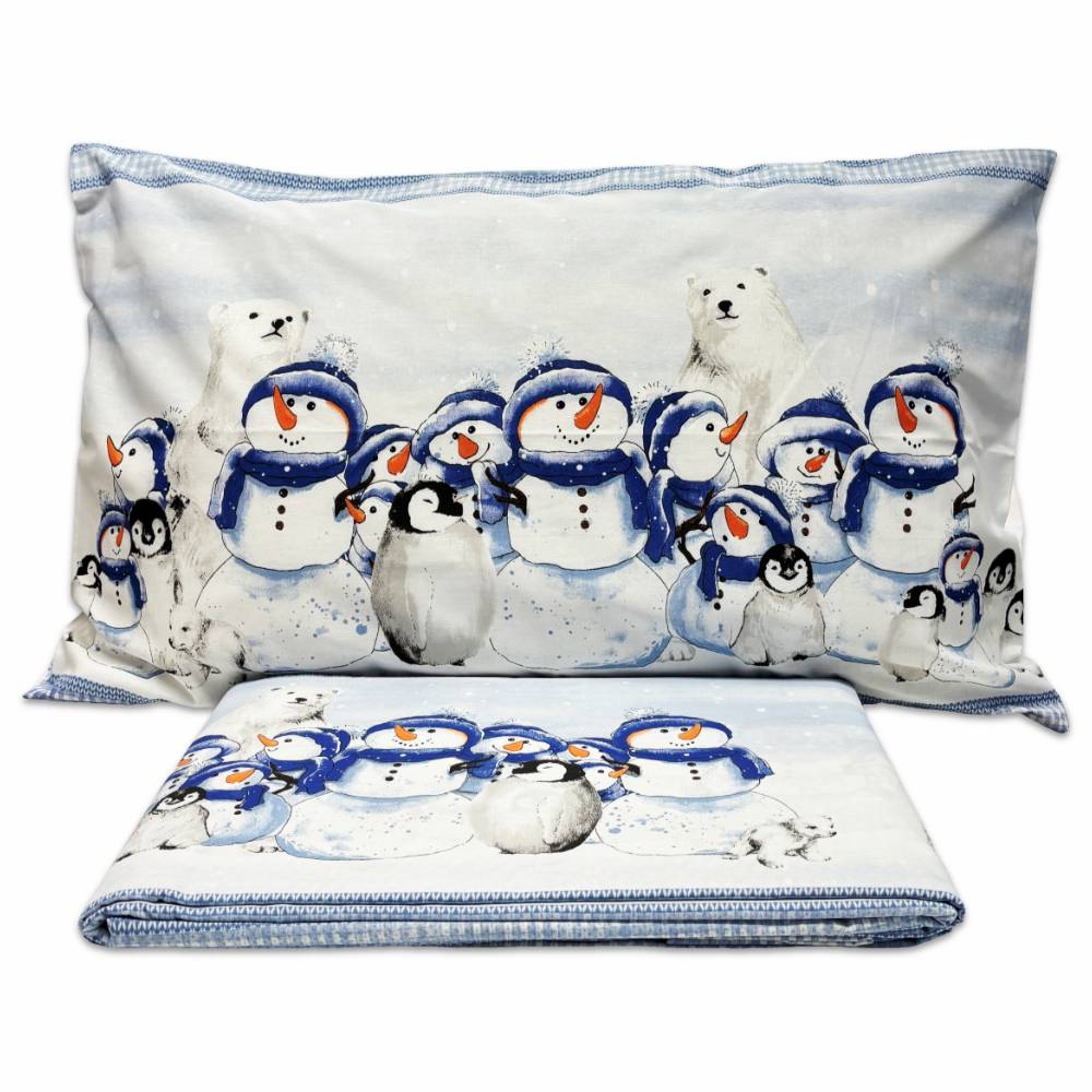 Completo Lenzuola Pinguini Azzurro Singolo
