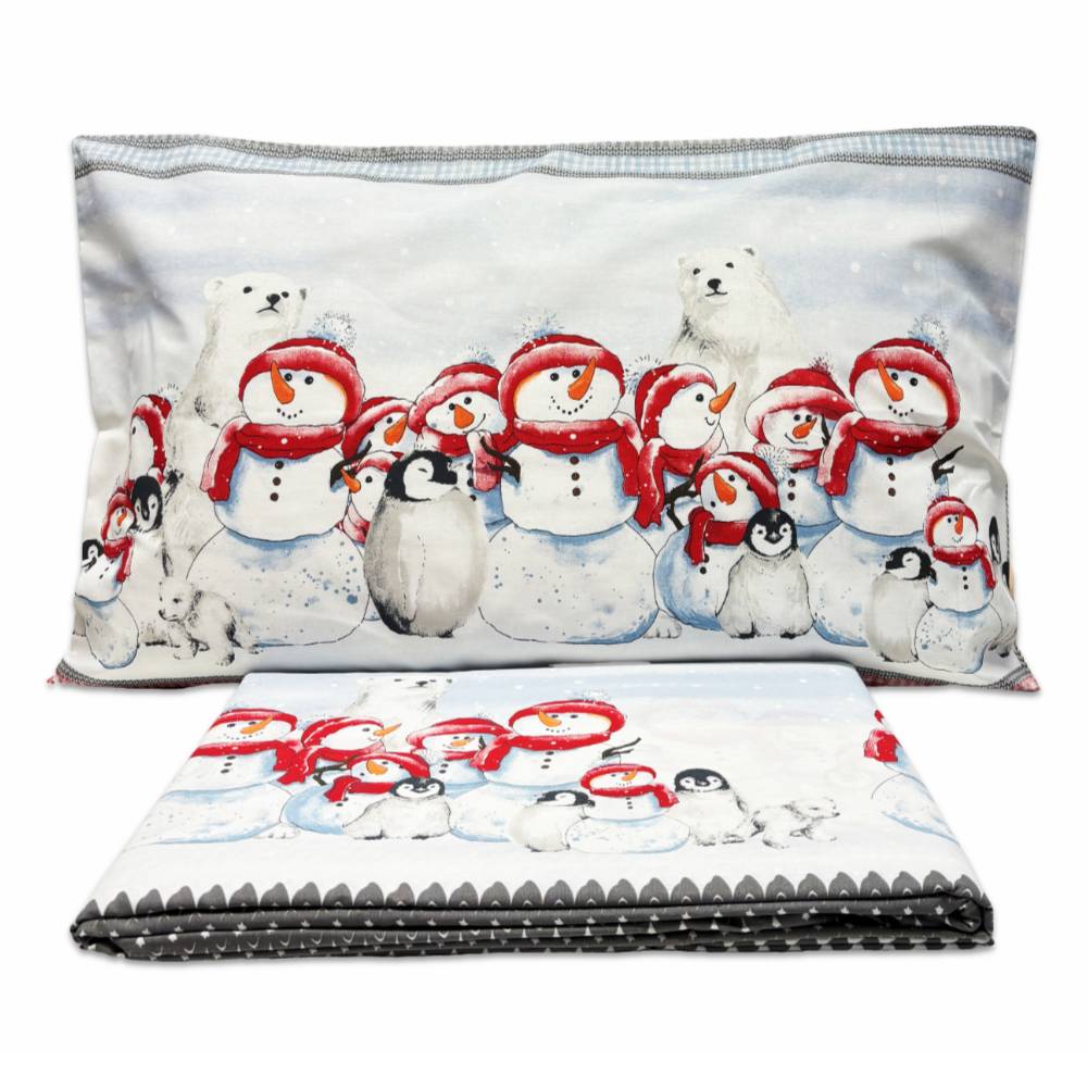 Completo Lenzuola Pinguini Rosso Piazza e mezzo