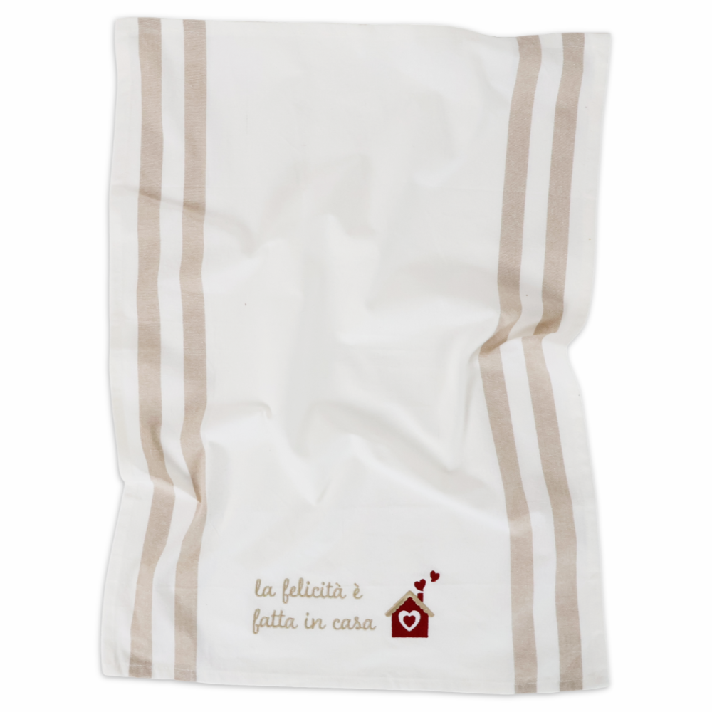 Canovaccio cotone ricamato Felicità fatta in Casa