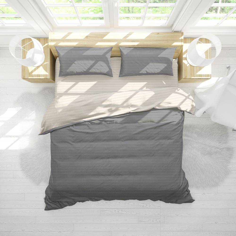 Lenzuola Flanella Listra grigio matrimoniale