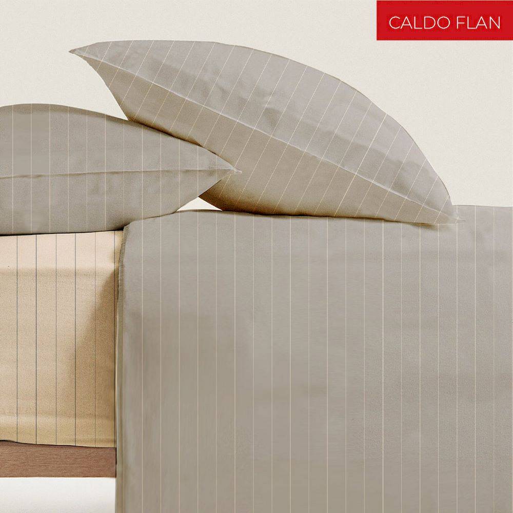 Lenzuola Flanella Listra tortora matrimoniale