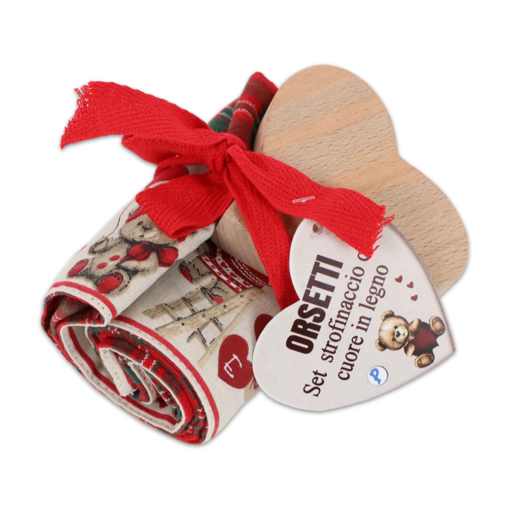 Set Canovaccio Orsetti + Decorazione Cuore in Legno