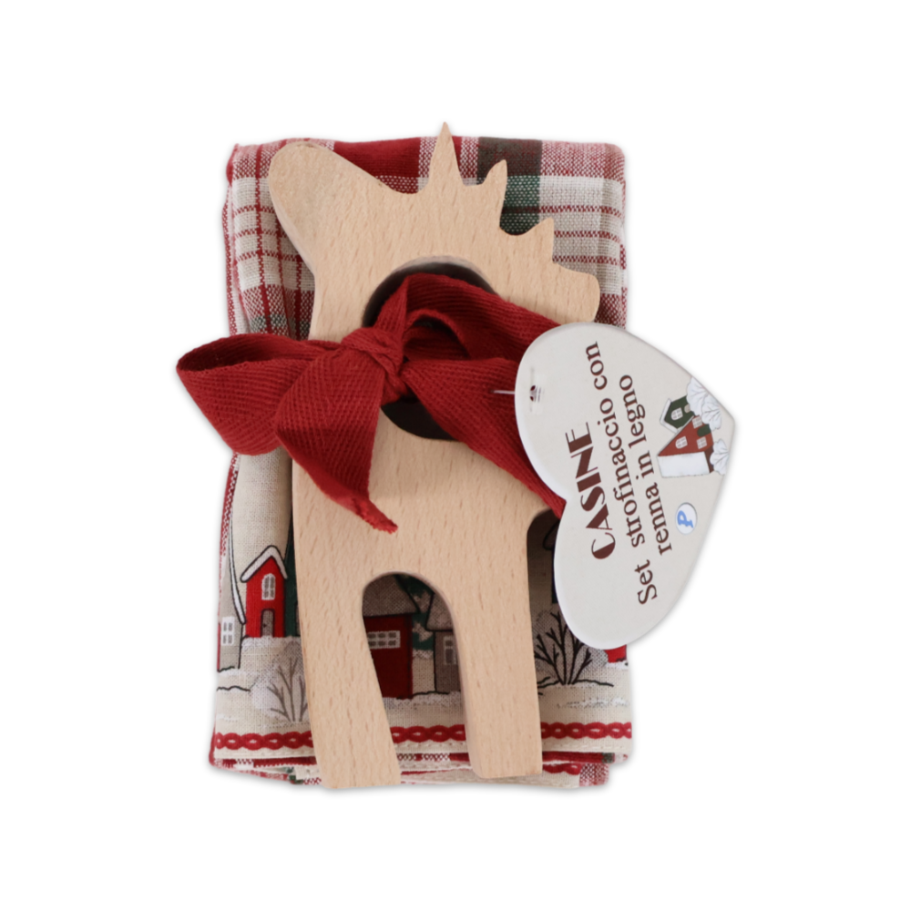 Set Canovaccio Casine + Decorazione Renna in Legno