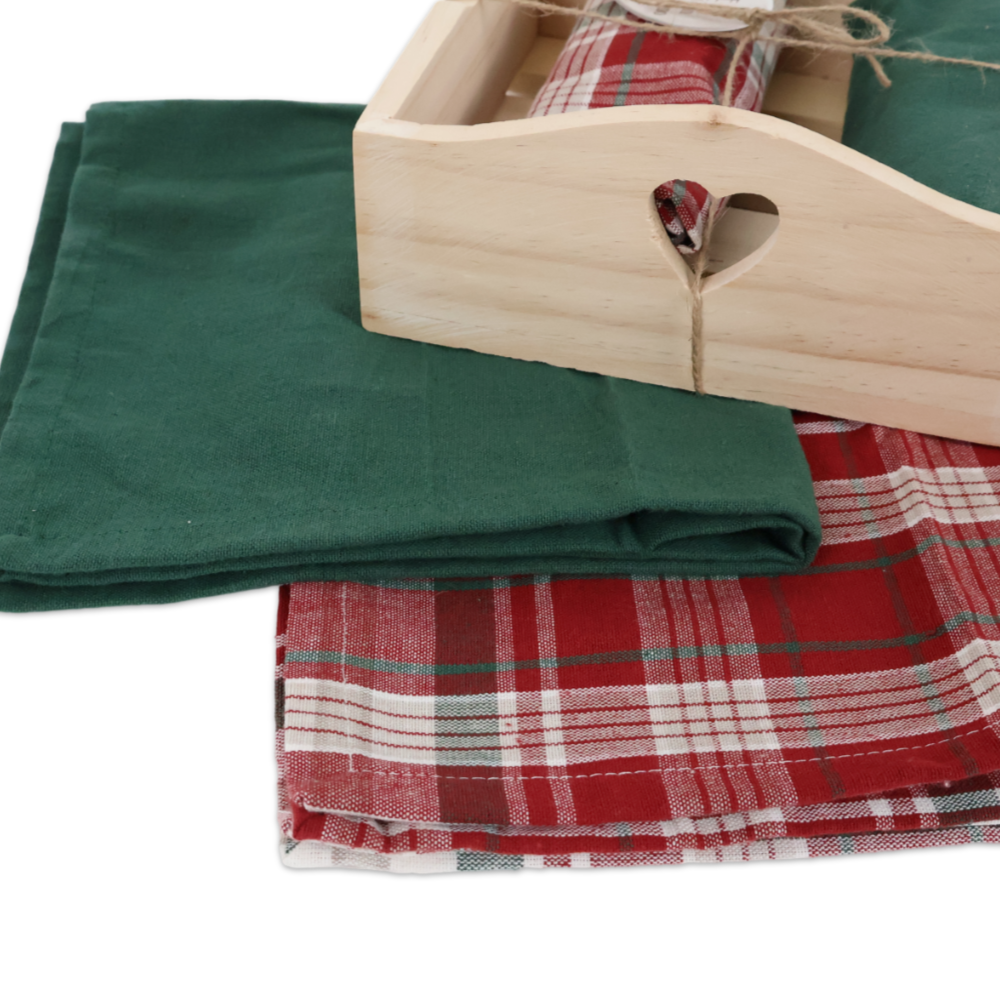 Set 4 Tovaglioli + Scatola in Legno Casine