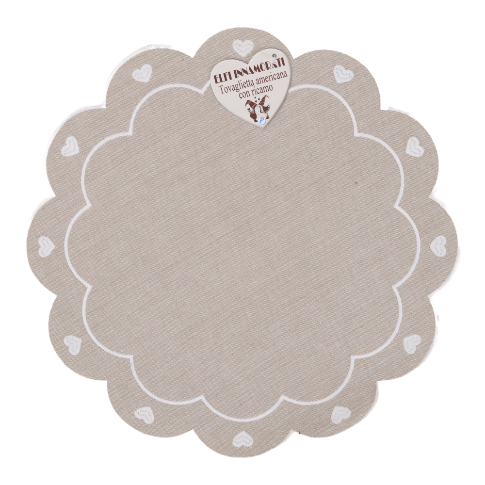 Tovaglietta Americana sagomata Cuori Bianchi Elfi Innamorati