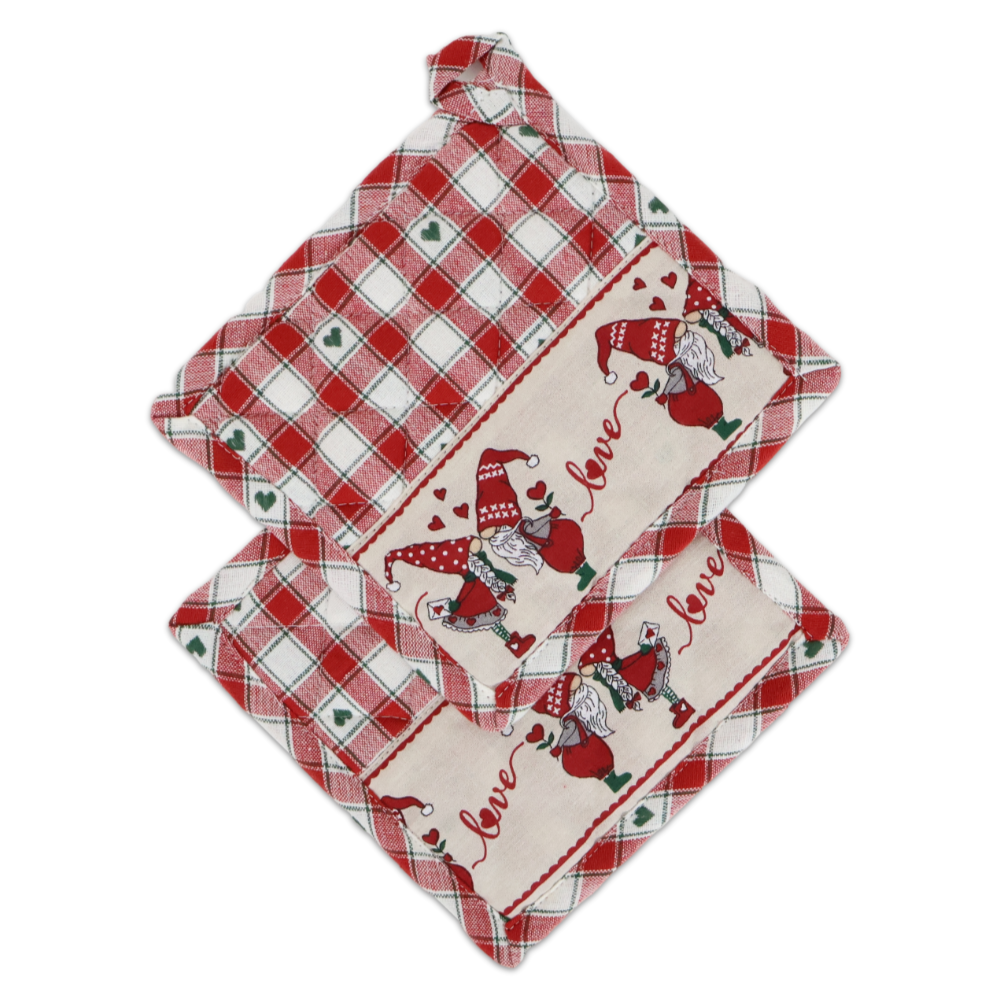 Set Coppia presine Elfi Innamorati + decorazione in Legno