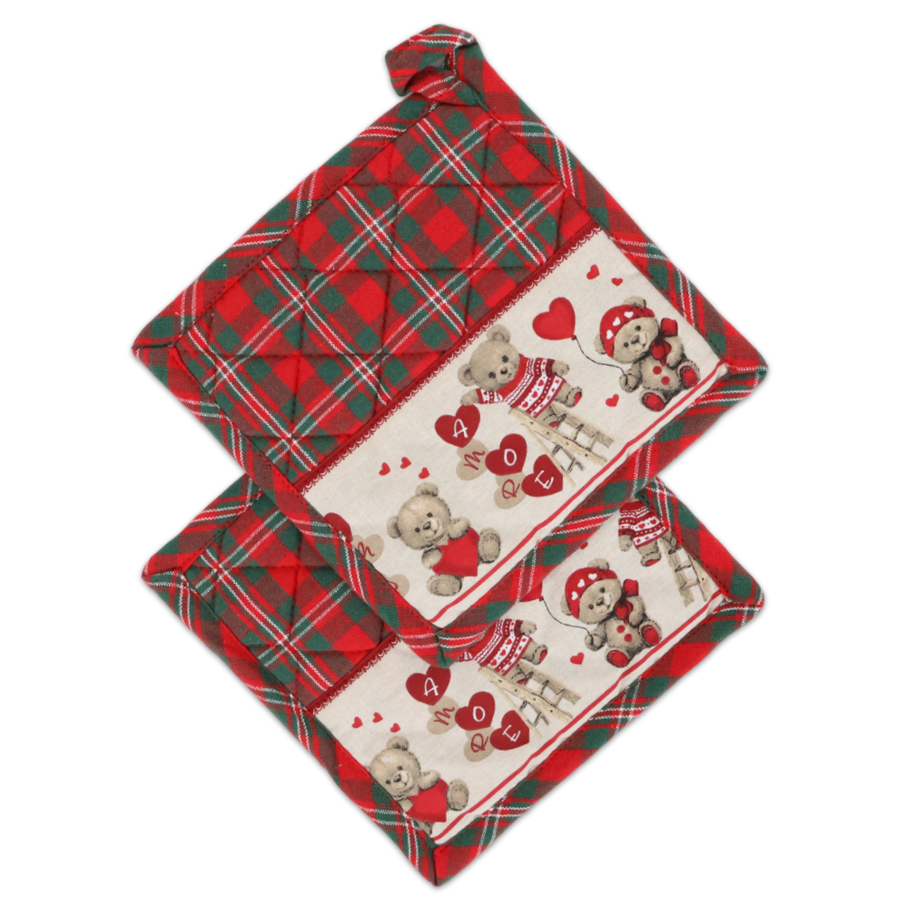 Set Coppia presine Orsetti + decorazione in Legno