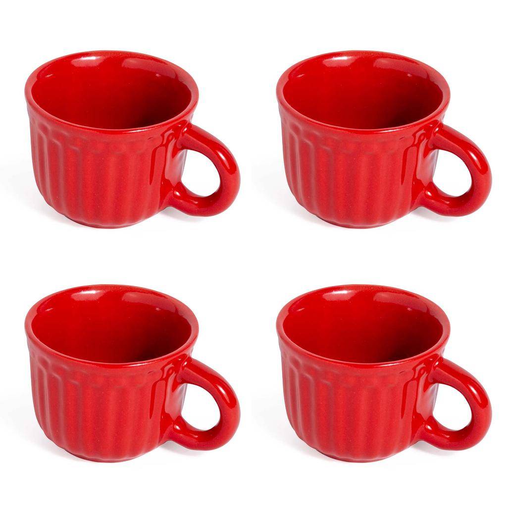 Set 4 Tazzine da caffè in Ceramica Rosse