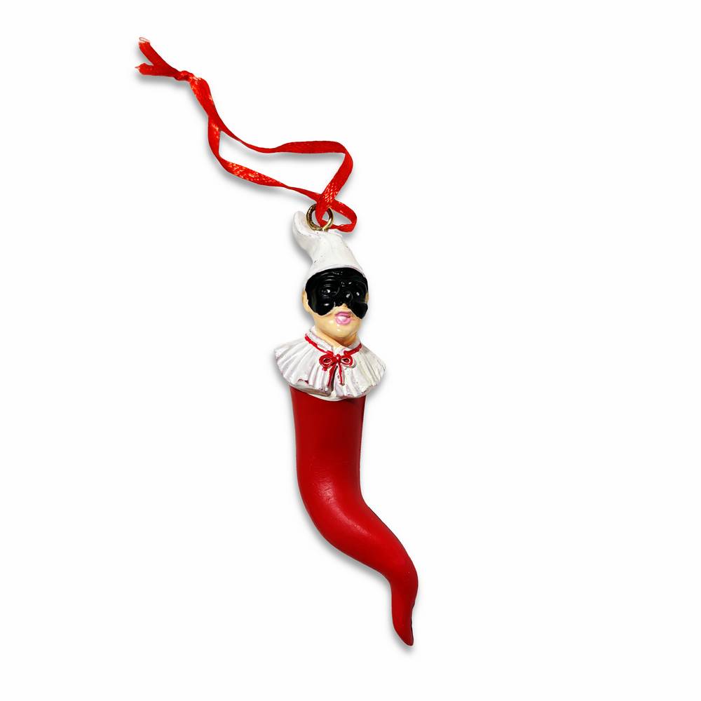 Pendente Cornino Maschera di Pulcinella in Resina