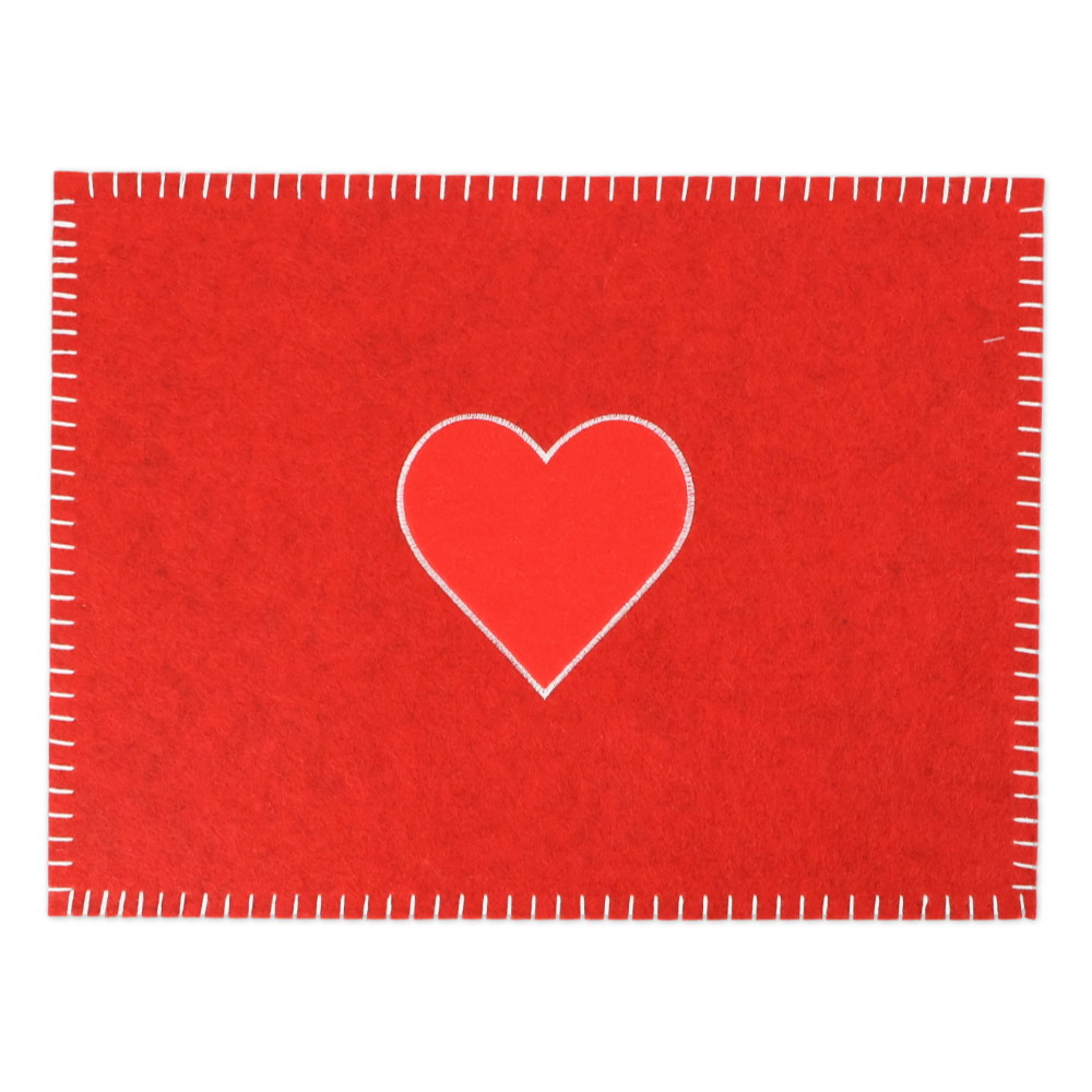 Tovaglietta in Pannolenci ricamato Cuore