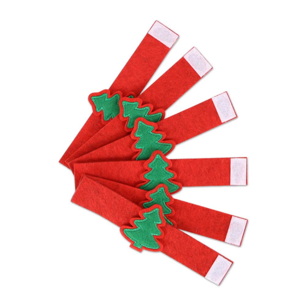 Set 6 Portatovaglioli in Pannolenci ricamato Albero