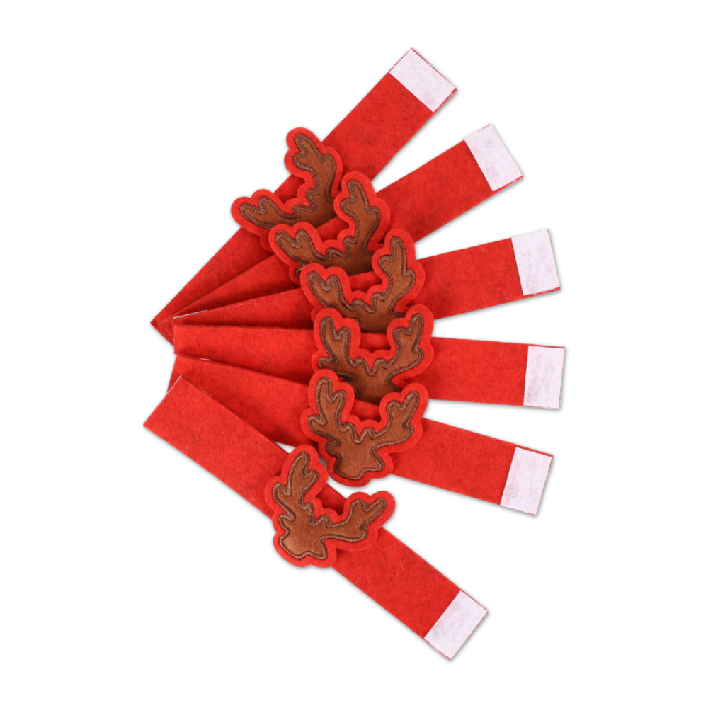 Set 6 Portatovaglioli in Pannolenci ricamato Renna