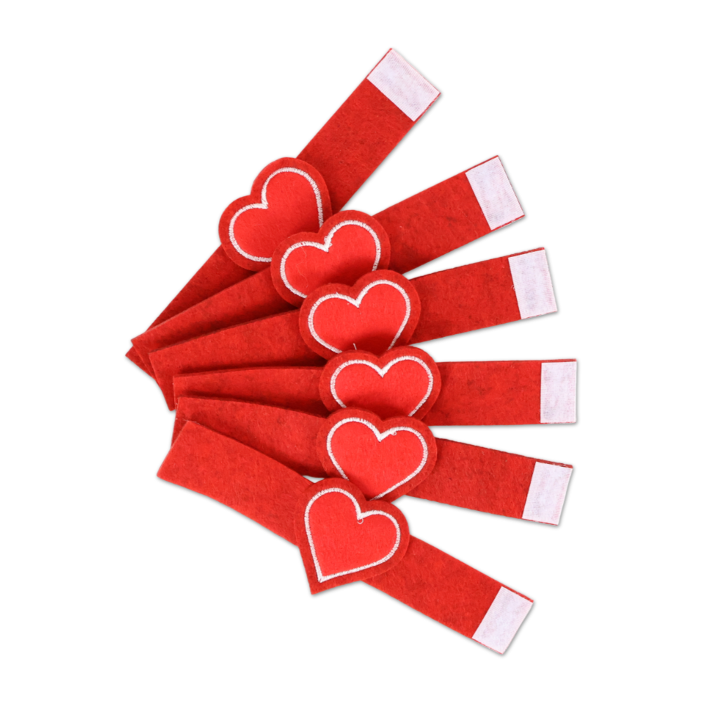 Set 6 Portatovaglioli in Pannolenci ricamato Cuore