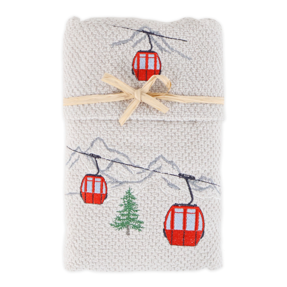 Coppia asciugamani Pop Corn ricamati Cabinovia Grigio