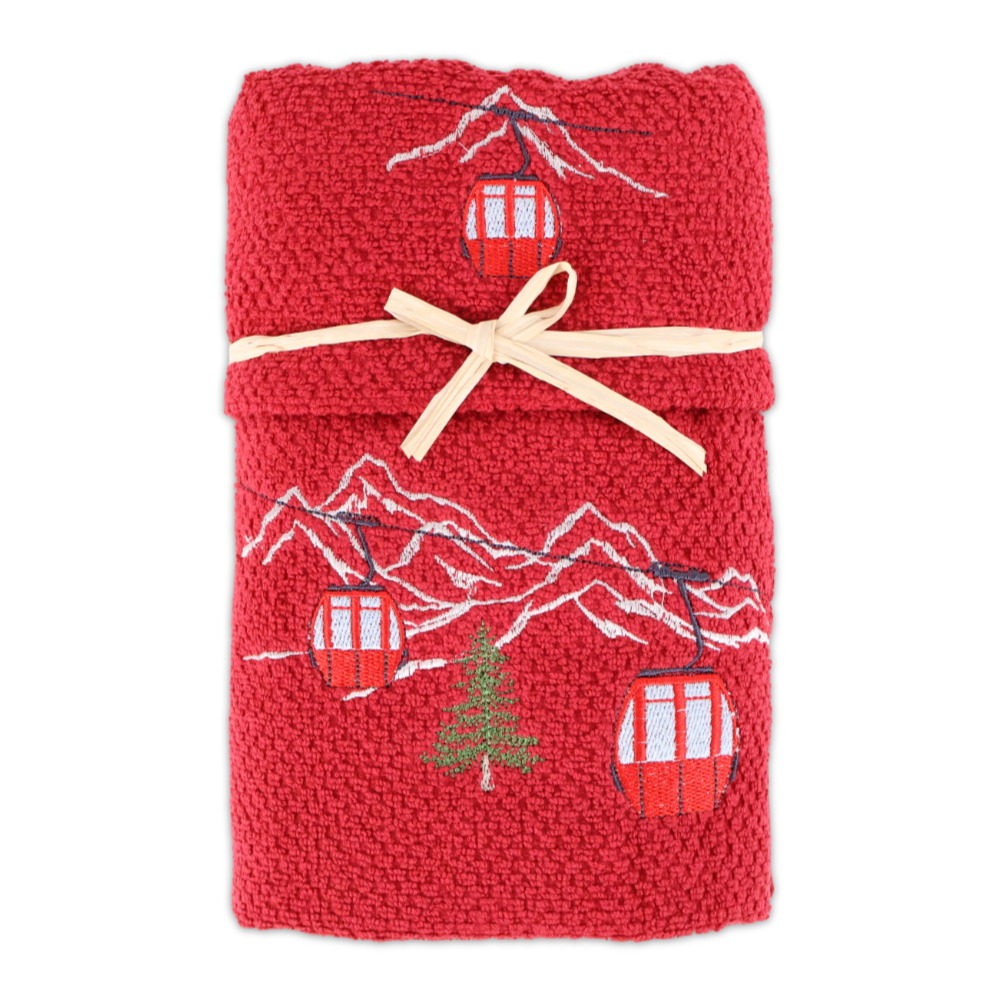 Coppia asciugamani Pop Corn ricamati Cabinovia Rosso