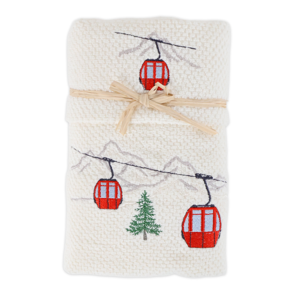 Coppia asciugamani Pop Corn ricamati Cabinovia Panna