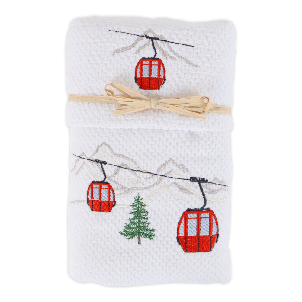 Coppia asciugamani Pop Corn ricamati Cabinovia Bianco