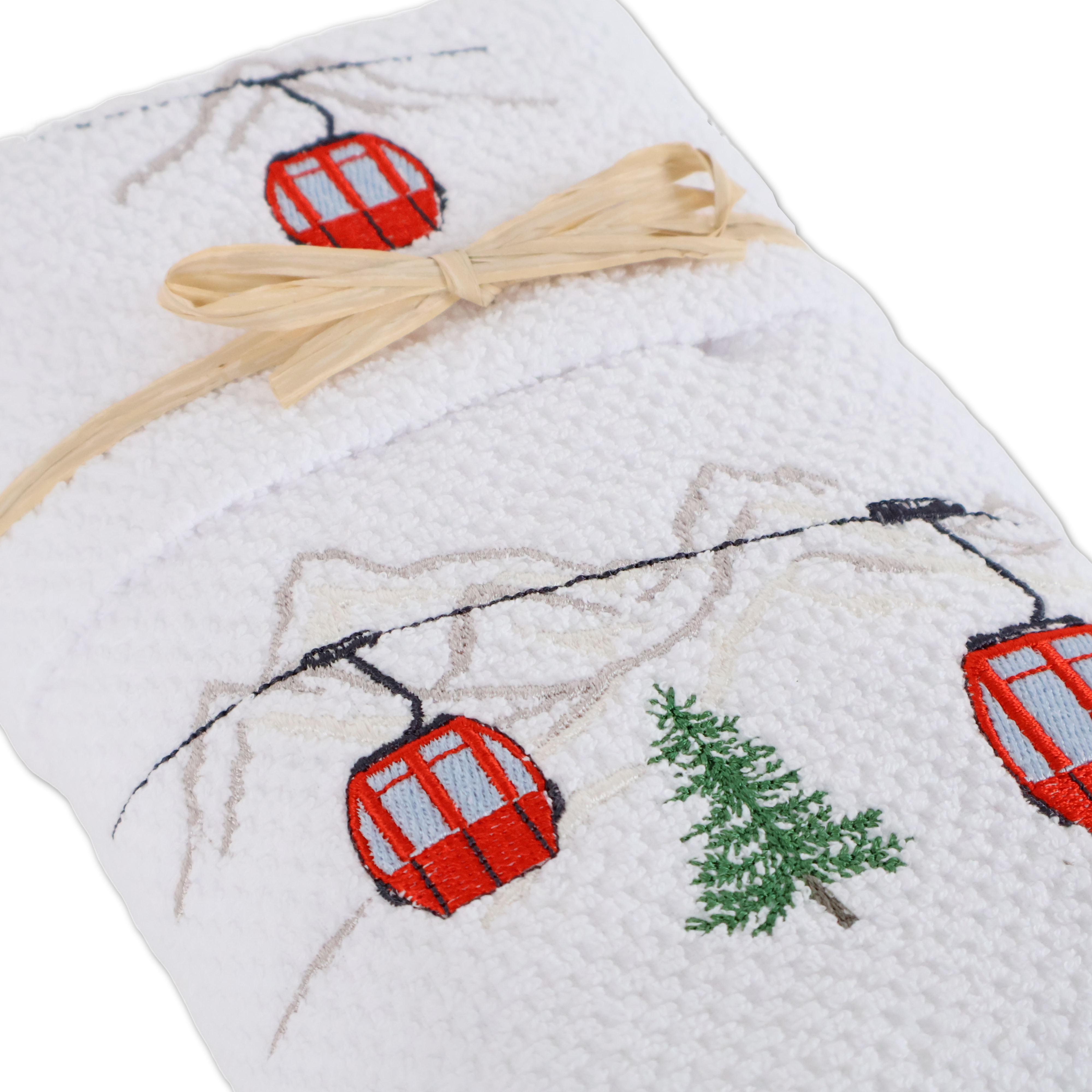 Coppia asciugamani Pop Corn ricamati Cabinovia Bianco