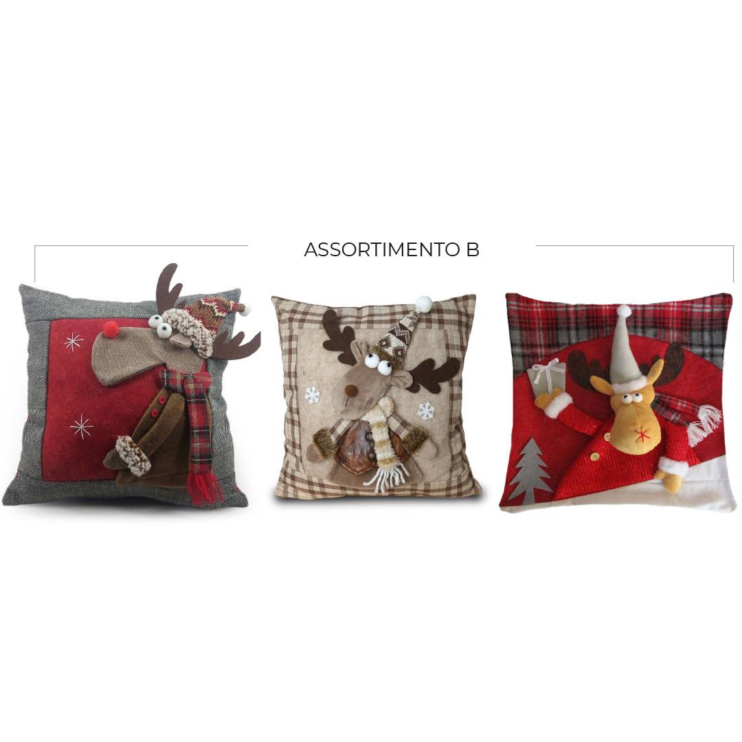 Cuscino Imbottito con applicazioni Renna Dono 45 x 45